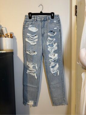 refuge Light Blue Distressed Boyfriend Jeans